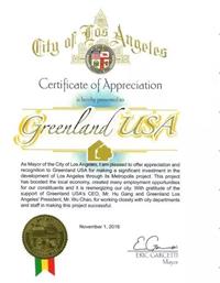 洛杉矶市长亲授感谢状，盛赞上航移民优质项目—洛杉矶绿地中心二期